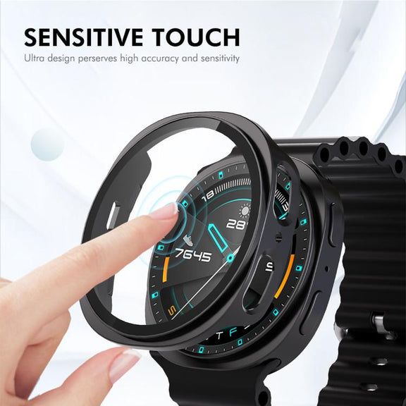 For Samsung Galaxy Watch8 40mm ENKAY Hat-Prince Full Coverage Tempered Glass Film Integrated PC Watch Case(Blue)
