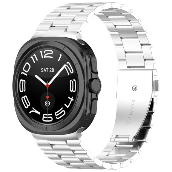 For Samsung Galaxy Watch8 / Watch8 Classic Three Beads Stainless Steel Watch Band with Removal Tool(Silver)