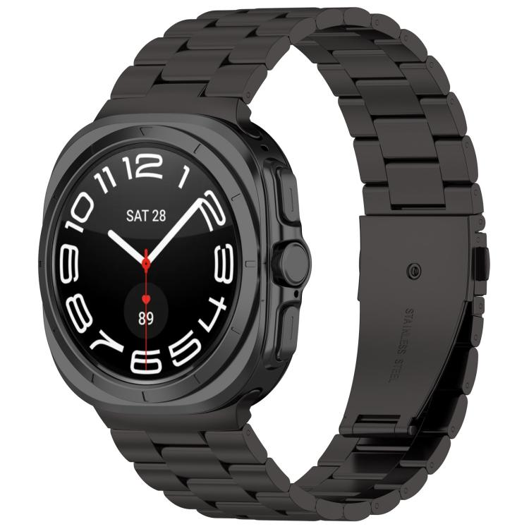 For Samsung Galaxy Watch8 / Watch8 Classic Three Beads Stainless Steel Watch Band with Removal Tool(Black)