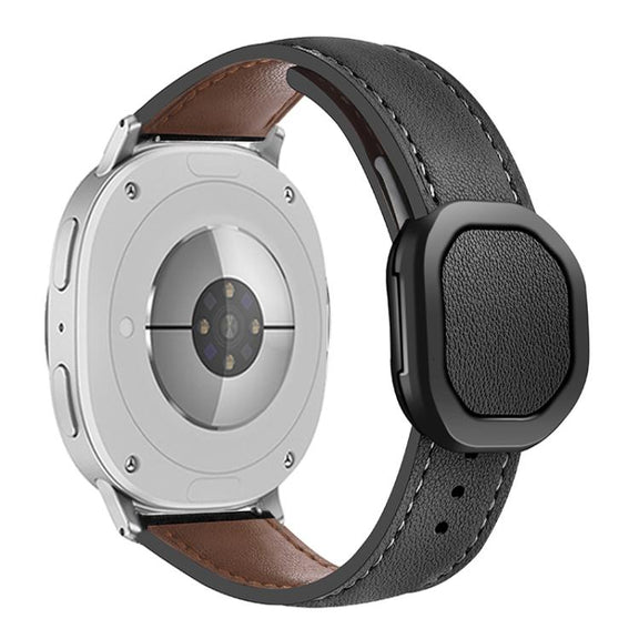 For Samsung Galaxy Watch8 / Watch8 Classic Magnetic Fold Genuine Buckle Leather Watch Band(Black)