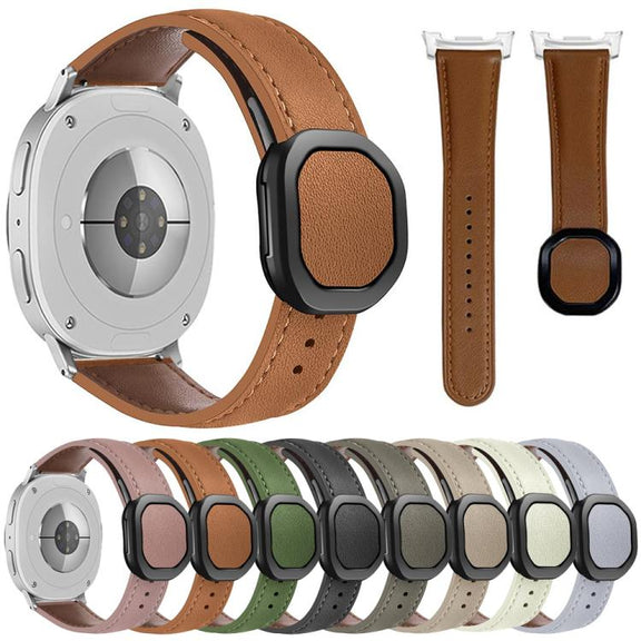 For Samsung Galaxy Watch8 / Watch8 Classic Magnetic Fold Genuine Buckle Leather Watch Band(Light Gray)