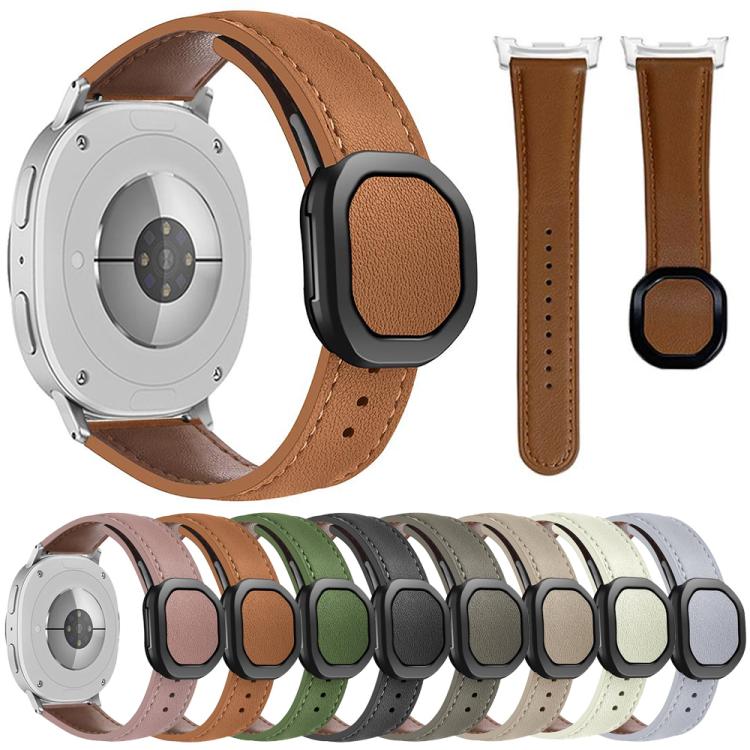 For Samsung Galaxy Watch8 / Watch8 Classic Magnetic Fold Genuine Buckle Leather Watch Band(Black)