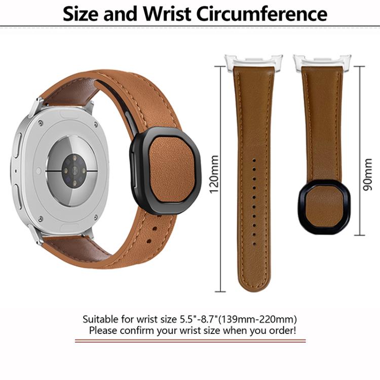 For Samsung Galaxy Watch8 / Watch8 Classic Magnetic Fold Genuine Buckle Leather Watch Band(Light Gray)
