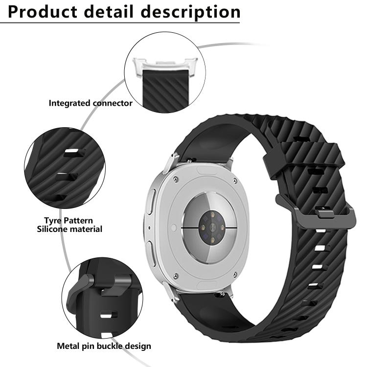 For Samsung Galaxy Watch8 / Watch8 Classic Black Buckle Spruce Silicone Watch Band(Dark Blue)