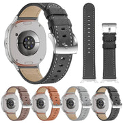 For Samsung Galaxy Watch8 / Watch8 Classic Round Tail Square Buckle Leather Watch Band(Gray)
