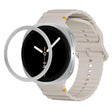 For Samsung Galaxy Watch8 44mm Rhombic Texture Bezel and Wavy Grain Stitched Color Buckle Silicone Watch Band(Starlight Silver) - free shipping - PMC TechLife - Order now!