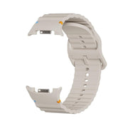 For Samsung Galaxy Watch8 44mm Rhombic Texture Bezel and Wavy Grain Stitched Color Buckle Silicone Watch Band(Starlight Silver)