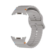 For Samsung Galaxy Watch8 44mm Rhombic Texture Bezel and Wavy Grain Stitched Color Buckle Silicone Watch Band(Gray Silver)