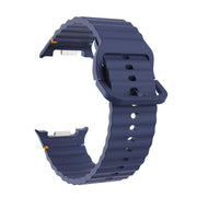 For Samsung Galaxy Watch8 44mm Diamond Bezel and Wavy Grain Stitched Color Buckle Silicone Watch Band(Midnight Blue Black)
