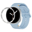 For Samsung Galaxy Watch8 40mm Diamond Bezel and Wavy Grain Stitched Color Buckle Silicone Watch Band(Light Blue Silver) - free shipping - PMC TechLife - Order now!