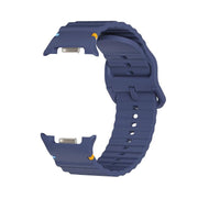 For Samsung Galaxy Watch8 40mm Diamond Bezel and Wavy Grain Stitched Color Buckle Silicone Watch Band(Midnight Blue Black)