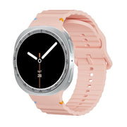 For Samsung Galaxy Watch8 44mm Speed Bezel and Wavy Grain Stitched Color Buckle Silicone Watch Band(Pink Silver)