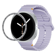 For Samsung Galaxy Watch8 44mm Speed Bezel and Wavy Grain Stitched Color Buckle Silicone Watch Band(Purple Silver)