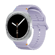 For Samsung Galaxy Watch8 40mm Speed Bezel and Wavy Grain Stitched Color Buckle Silicone Watch Band(Purple Silver)