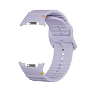 For Samsung Galaxy Watch8 40mm Speed Bezel and Wavy Grain Stitched Color Buckle Silicone Watch Band(Purple Silver)