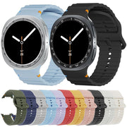 For Samsung Galaxy Watch8 44mm Speed Bezel and Wavy Grain Stitched Color Buckle Silicone Watch Band(Purple Silver)