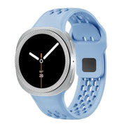 For Samsung Galaxy Watch8 44mm Rhombic Texture Bezel and Black Reverse Buckle Silicone Watch Band(Light Blue Silver)