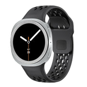 For Samsung Galaxy Watch8 44mm Rhombic Texture Bezel and Black Reverse Buckle Silicone Watch Band(Black Silver)
