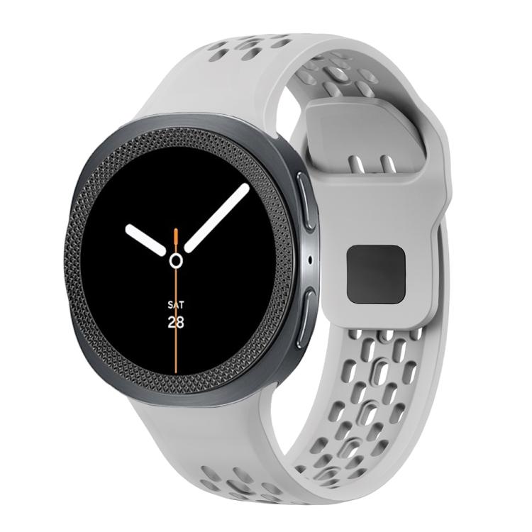 For Samsung Galaxy Watch8 44mm Rhombic Texture Bezel and Black Reverse Buckle Silicone Watch Band(Gray Black)