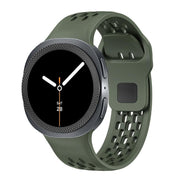 For Samsung Galaxy Watch8 44mm Rhombic Texture Bezel and Black Reverse Buckle Silicone Watch Band(Army Green Black)
