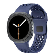 For Samsung Galaxy Watch8 44mm Rhombic Texture Bezel and Black Reverse Buckle Silicone Watch Band(Midnight Blue Black)