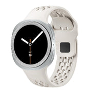 For Samsung Galaxy Watch8 40mm Rhombic Texture Bezel and Black Reverse Buckle Silicone Watch Band(Beige Silver)