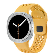 For Samsung Galaxy Watch8 40mm Rhombic Texture Bezel and Black Reverse Buckle Silicone Watch Band(Yellow Silver)