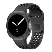 For Samsung Galaxy Watch8 40mm Rhombic Texture Bezel and Black Reverse Buckle Silicone Watch Band(Black Black)
