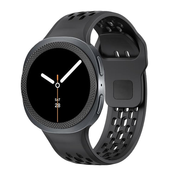 For Samsung Galaxy Watch8 40mm Rhombic Texture Bezel and Black Reverse Buckle Silicone Watch Band(Black Black)