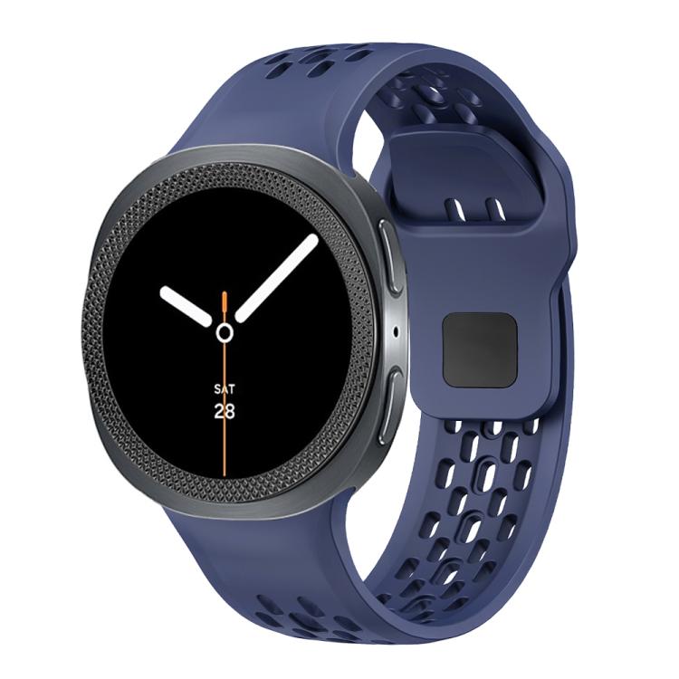 For Samsung Galaxy Watch8 40mm Rhombic Texture Bezel and Black Reverse Buckle Silicone Watch Band(Midnight Blue Black)