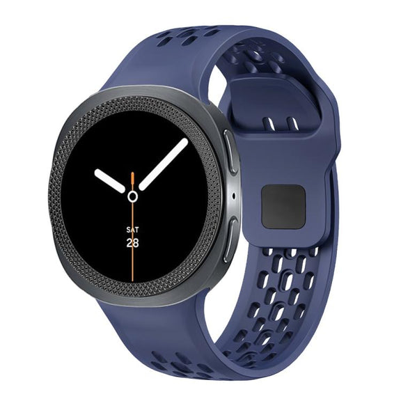 For Samsung Galaxy Watch8 40mm Rhombic Texture Bezel and Black Reverse Buckle Silicone Watch Band(Midnight Blue Black)