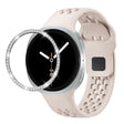 For Samsung Galaxy Watch8 44mm Diamond Bezel and Black Reverse Buckle Silicone Watch Band(Starlight Silver) - free shipping - PMC TechLife - Order now!
