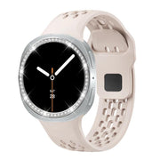 For Samsung Galaxy Watch8 44mm Diamond Bezel and Black Reverse Buckle Silicone Watch Band(Starlight Silver)