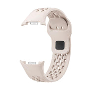 For Samsung Galaxy Watch8 44mm Diamond Bezel and Black Reverse Buckle Silicone Watch Band(Starlight Silver)