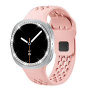 For Samsung Galaxy Watch8 44mm Diamond Bezel and Black Reverse Buckle Silicone Watch Band(Pink Silver)