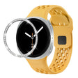 For Samsung Galaxy Watch8 44mm Diamond Bezel and Black Reverse Buckle Silicone Watch Band(Yellow Silver) - free shipping - PMC TechLife - Order now!