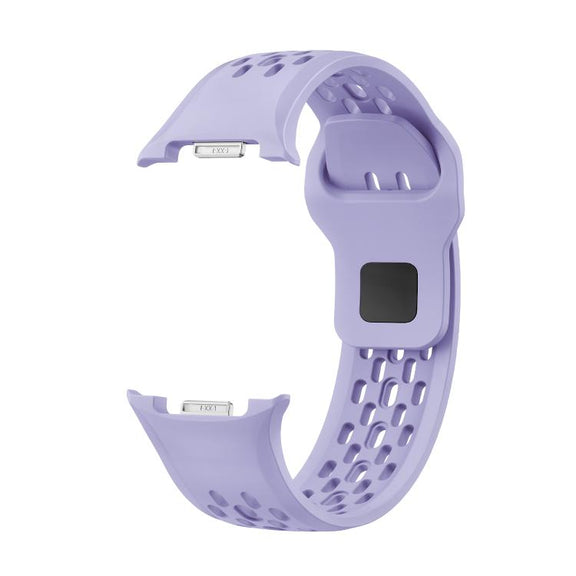 For Samsung Galaxy Watch8 44mm Diamond Bezel and Black Reverse Buckle Silicone Watch Band(Purple Silver)