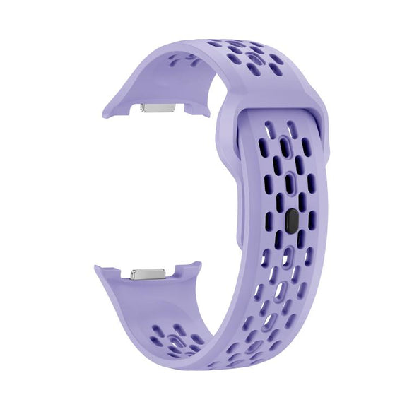 For Samsung Galaxy Watch8 44mm Diamond Bezel and Black Reverse Buckle Silicone Watch Band(Purple Silver)