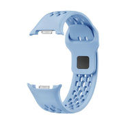 For Samsung Galaxy Watch8 44mm Diamond Bezel and Black Reverse Buckle Silicone Watch Band(Light Blue Silver)