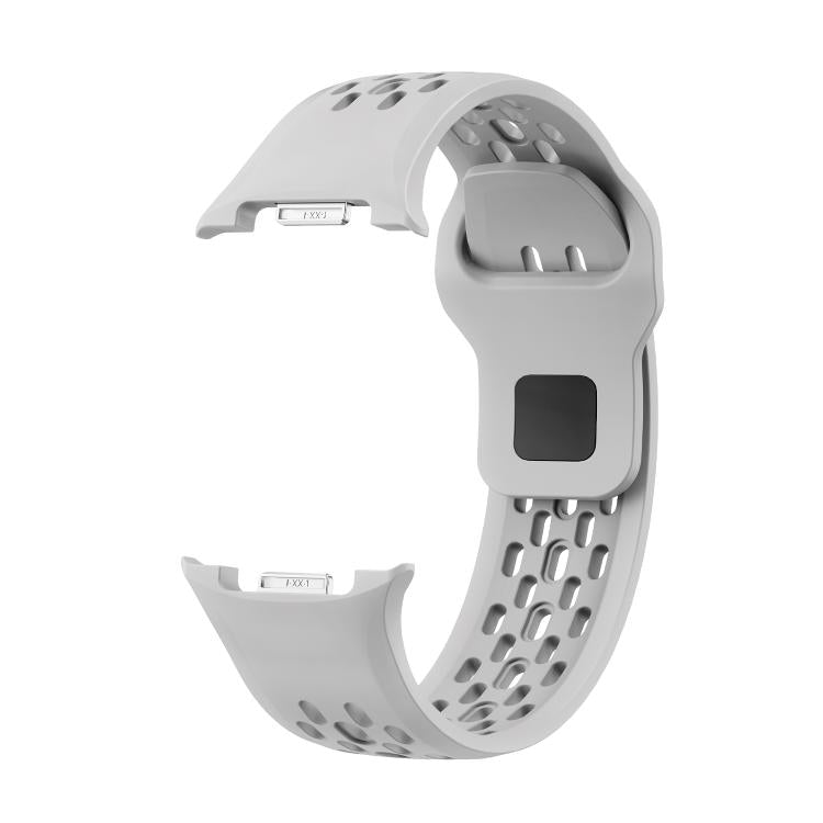 For Samsung Galaxy Watch8 44mm Diamond Bezel and Black Reverse Buckle Silicone Watch Band(Gray Silver)