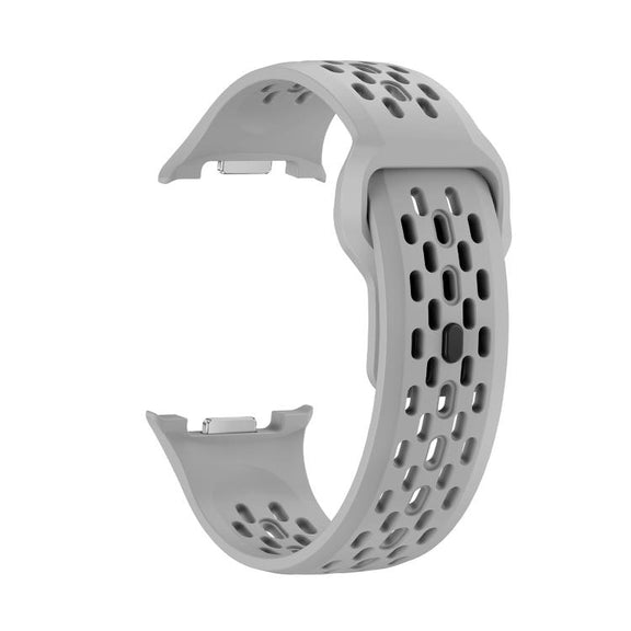 For Samsung Galaxy Watch8 44mm Diamond Bezel and Black Reverse Buckle Silicone Watch Band(Gray Silver)