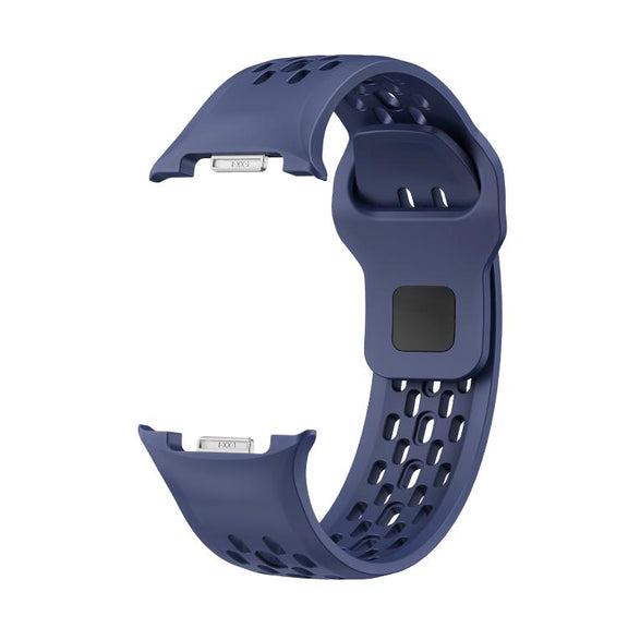 For Samsung Galaxy Watch8 44mm Diamond Bezel and Black Reverse Buckle Silicone Watch Band(Midnight Blue Silver)