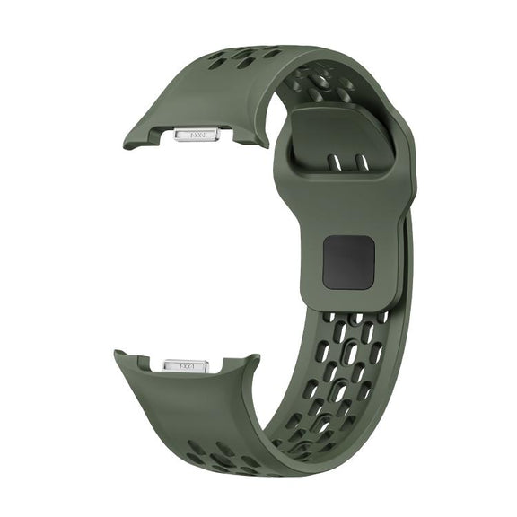 For Samsung Galaxy Watch8 44mm Diamond Bezel and Black Reverse Buckle Silicone Watch Band(Army Green Silver)
