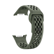For Samsung Galaxy Watch8 44mm Diamond Bezel and Black Reverse Buckle Silicone Watch Band(Army Green Silver)