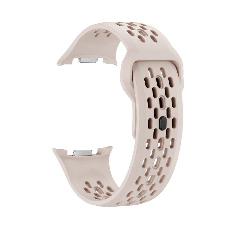 For Samsung Galaxy Watch8 40mm Diamond Bezel and Black Reverse Buckle Silicone Watch Band(Starlight Silver)