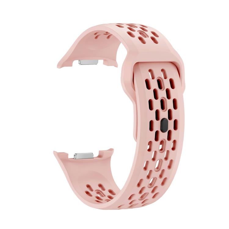 For Samsung Galaxy Watch8 40mm Diamond Bezel and Black Reverse Buckle Silicone Watch Band(Pink Silver)