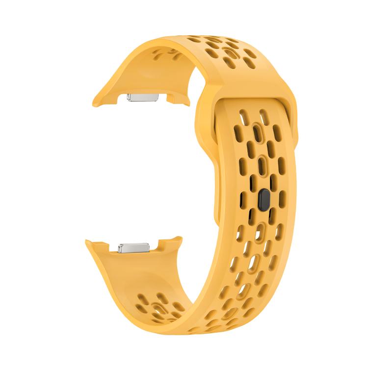 For Samsung Galaxy Watch8 40mm Diamond Bezel and Black Reverse Buckle Silicone Watch Band(Yellow Silver)