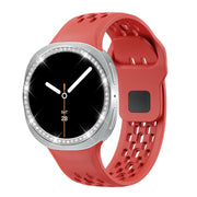 For Samsung Galaxy Watch8 40mm Diamond Bezel and Black Reverse Buckle Silicone Watch Band(Red Silver)