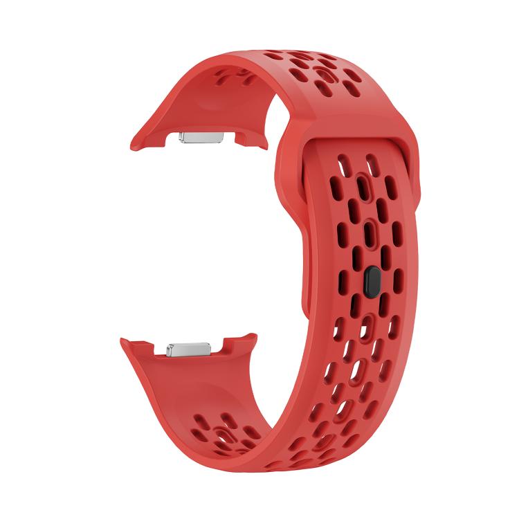 For Samsung Galaxy Watch8 40mm Diamond Bezel and Black Reverse Buckle Silicone Watch Band(Red Silver)