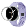 For Samsung Galaxy Watch8 40mm Diamond Bezel and Black Reverse Buckle Silicone Watch Band(Purple Silver) - free shipping - PMC TechLife - Order now!